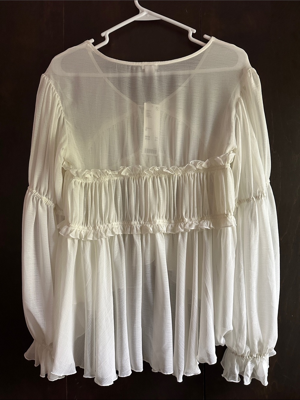 Urban Outfitters Cream Ruffle Tie-Front Peasant Blouse - Picture 9 of 9